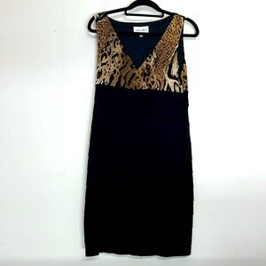 🌞 Studio I vintage retro mini dress animal print halter top ruffle skirt 12